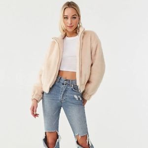Faux Fur Zip-Up Jacket